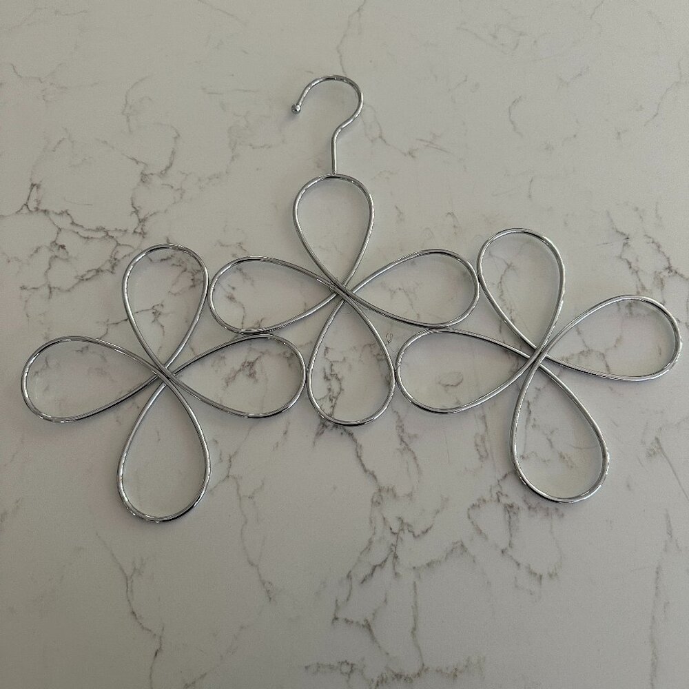 Chrome Floral Design Hanging Scarf Holder